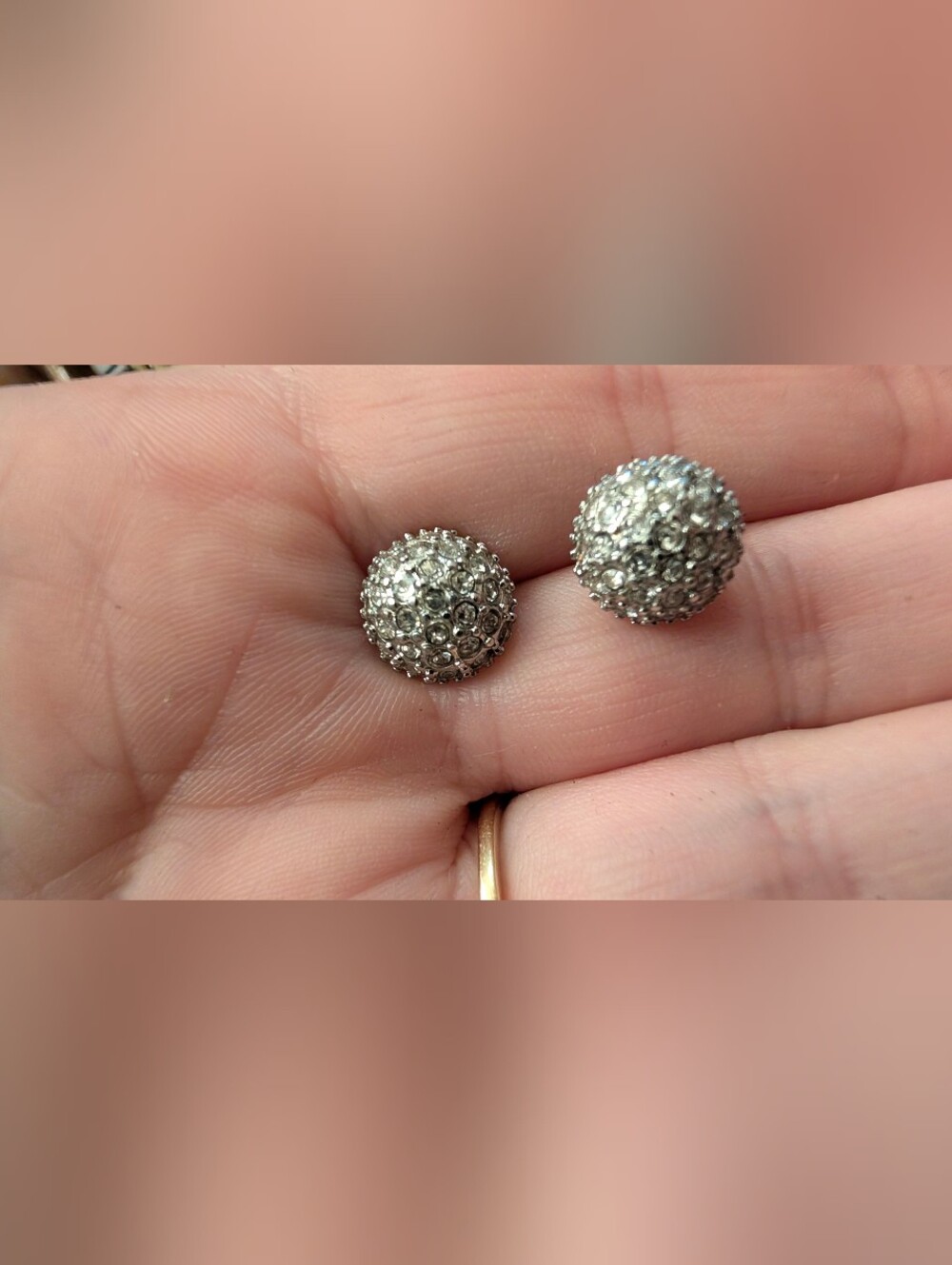 Crystal Pave Dome Stud Earrings - Silver Tone